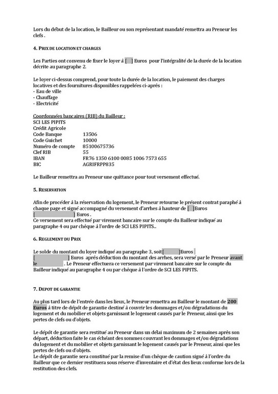 contrat de location page 2